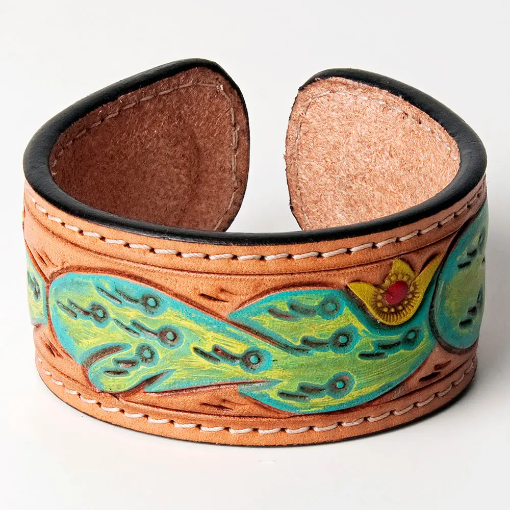 American Darling Bracelet Hand Tooled Carved Genuine Leather Women | Handmade Western Rustic 5