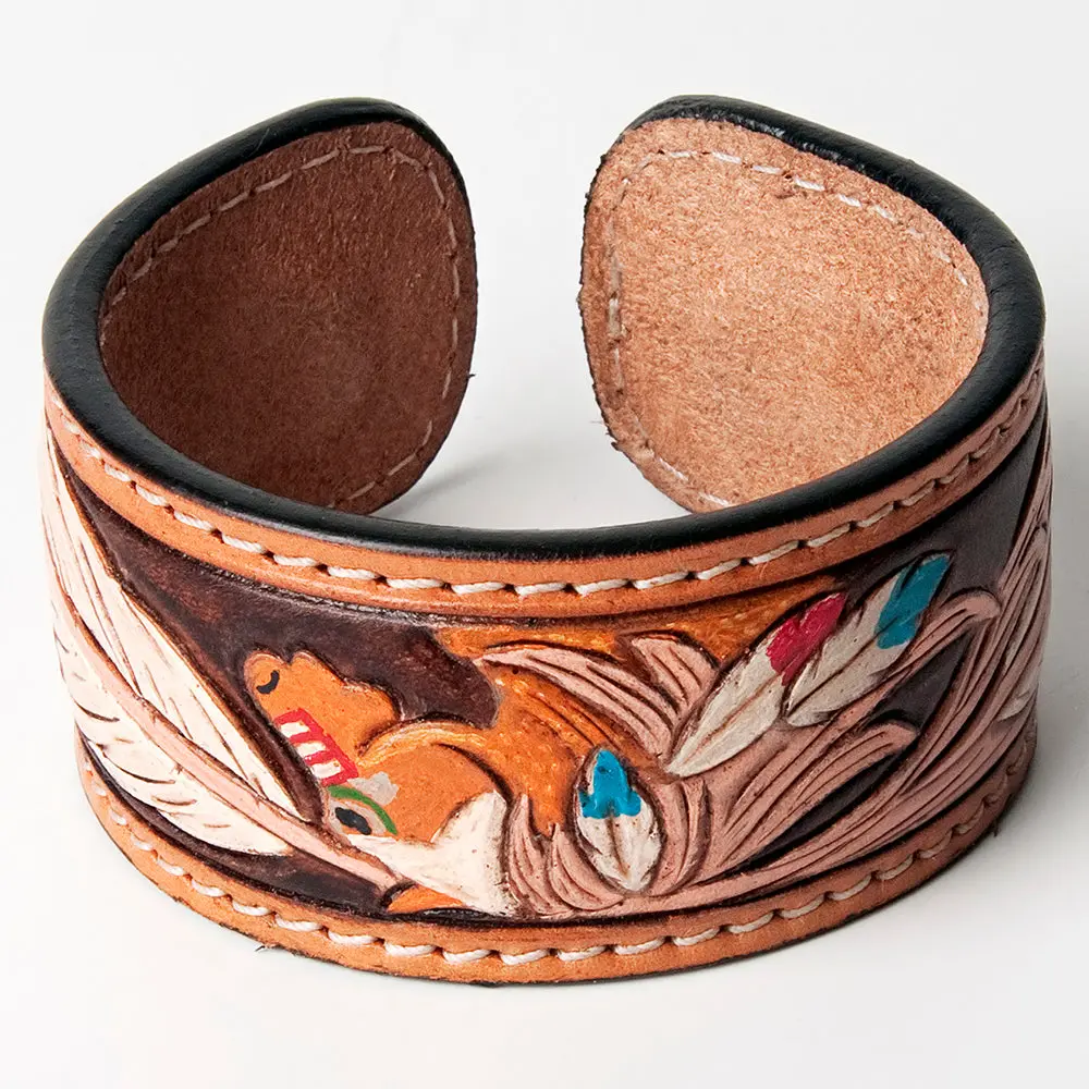American Darling Bracelet Hand Tooled Carved Genuine Leather Women | Handmade Western Rustic 6