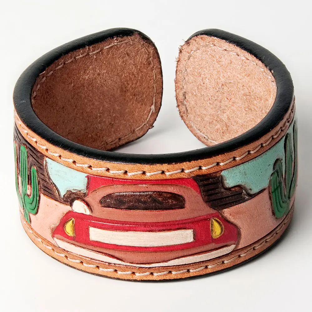 American Darling Bracelet Hand Tooled Carved Genuine Leather Women | Handmade Western Rustic 12