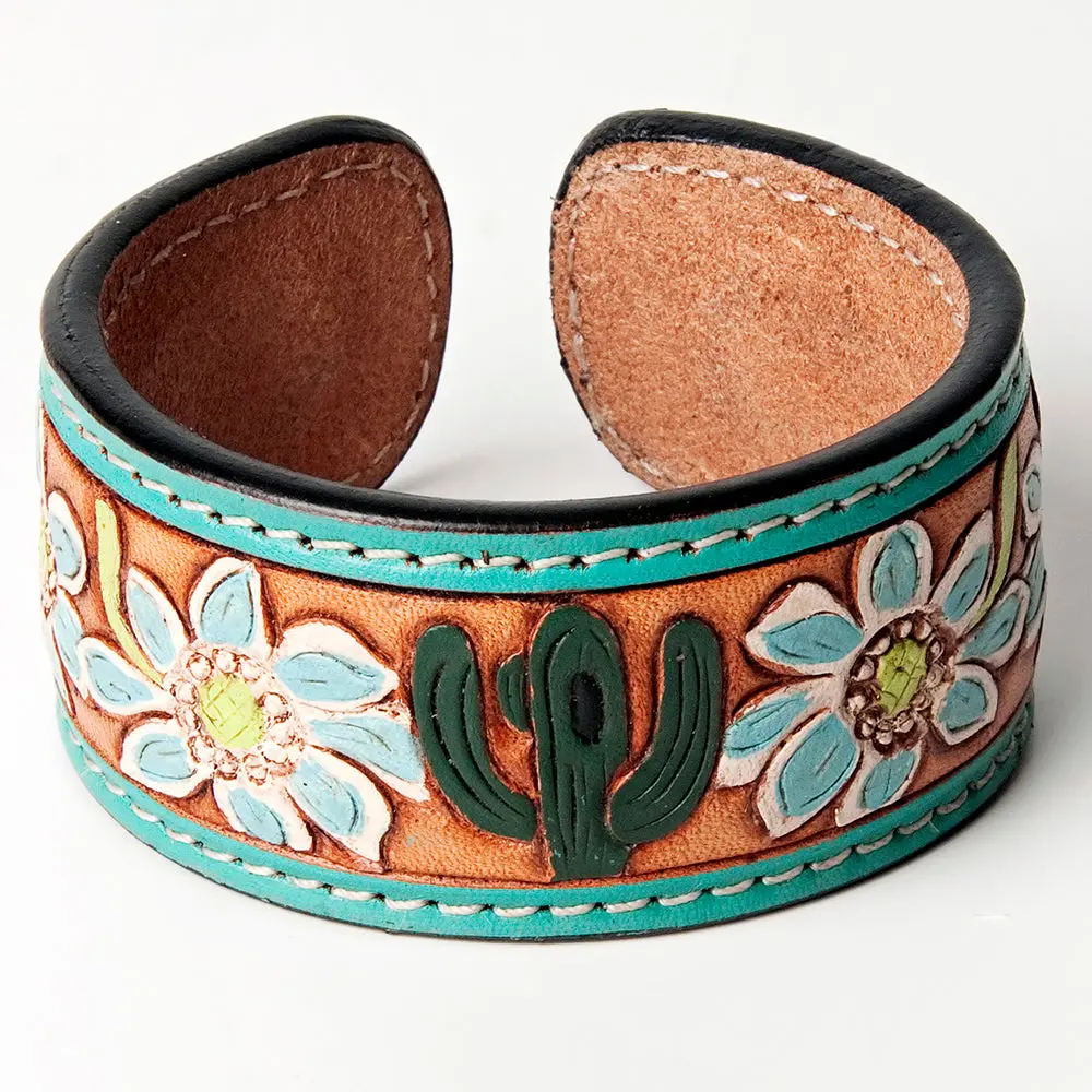 American Darling Bracelet Hand Tooled Carved Genuine Leather Women | Handmade Western Rustic 7