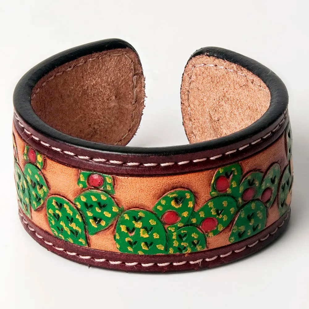 American Darling Bracelet Hand Tooled Carved Genuine Leather Women | Handmade Western Rustic 14