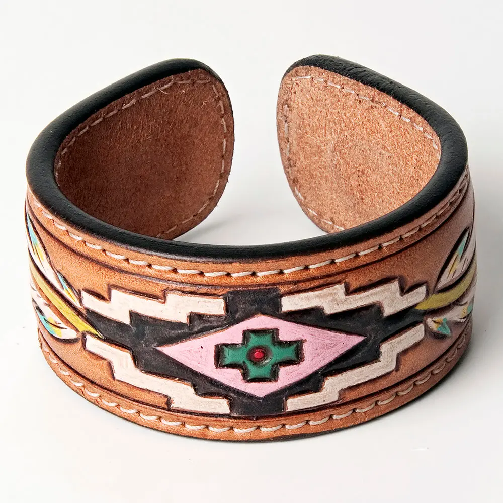 American Darling Bracelet Hand Tooled Carved Genuine Leather Women | Handmade Western Rustic 15
