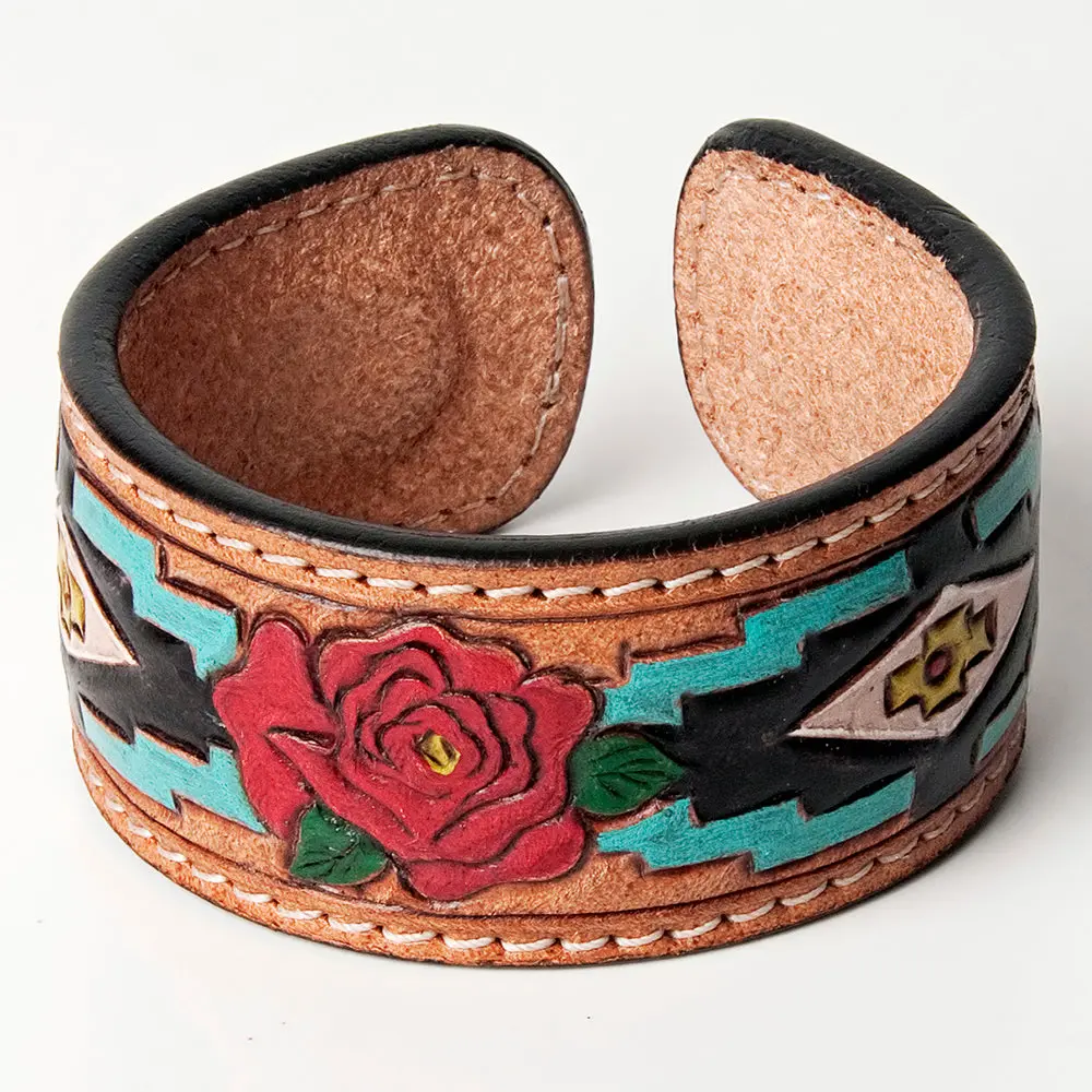 American Darling Bracelet Hand Tooled Carved Genuine Leather Women | Handmade Western Rustic 16