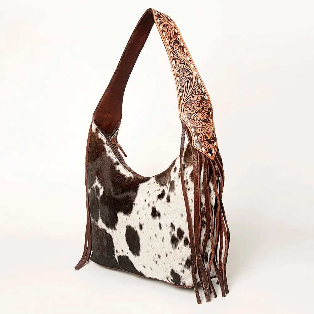 American Darling Hand Tooled Genuine Leather Hobo Bag For Women Vegetable-Tanned Full Grain Leather Purse With Fringes 2