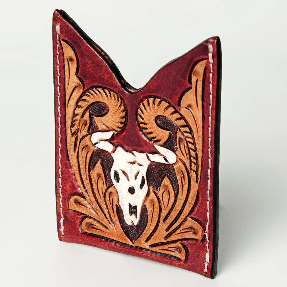 American Darling Card Holder Hand Tooled Genuine Leather | Business Credit 1