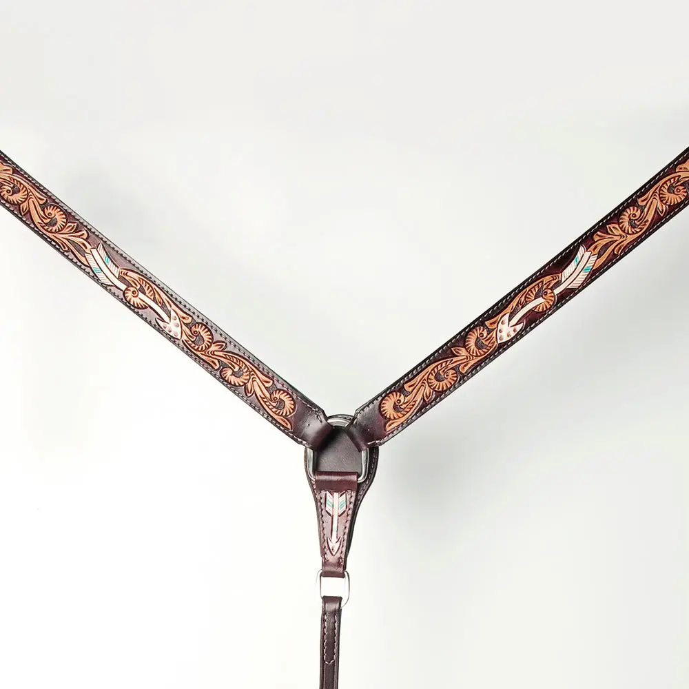 American Darling Western Horse Genuine Leather Breast Collar Brown 1