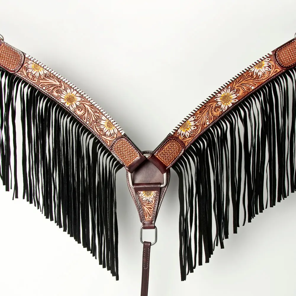 American Darling Western Horse Headstall Breast Collar Set Leather 2