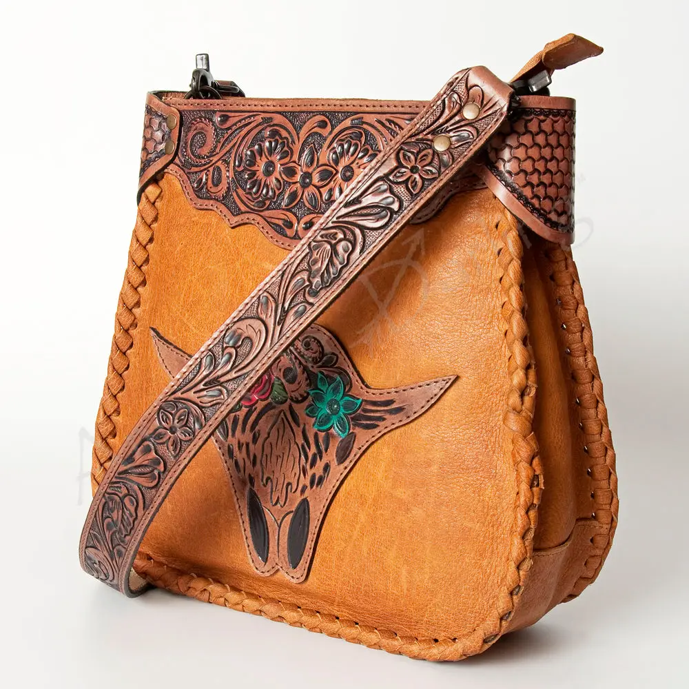 American Darling Hobo Bag Hand Tooled Floral Carved Longhorn Genuine Leather Western Purse Braided With Ykk Zipper 1