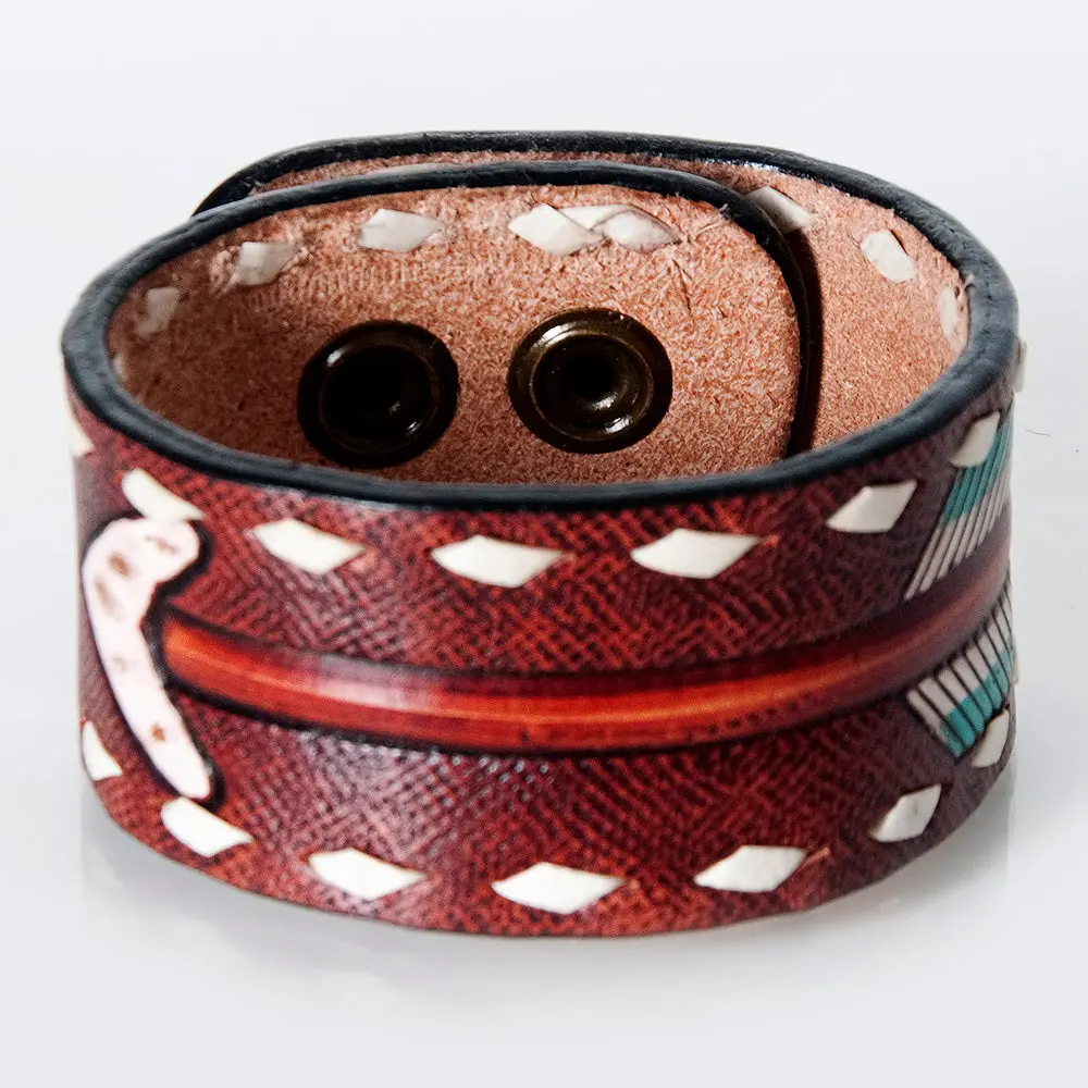 American Darling Bracelet Hand Tooled Carved Genuine Leather Women | Handmade Western Rustic 12