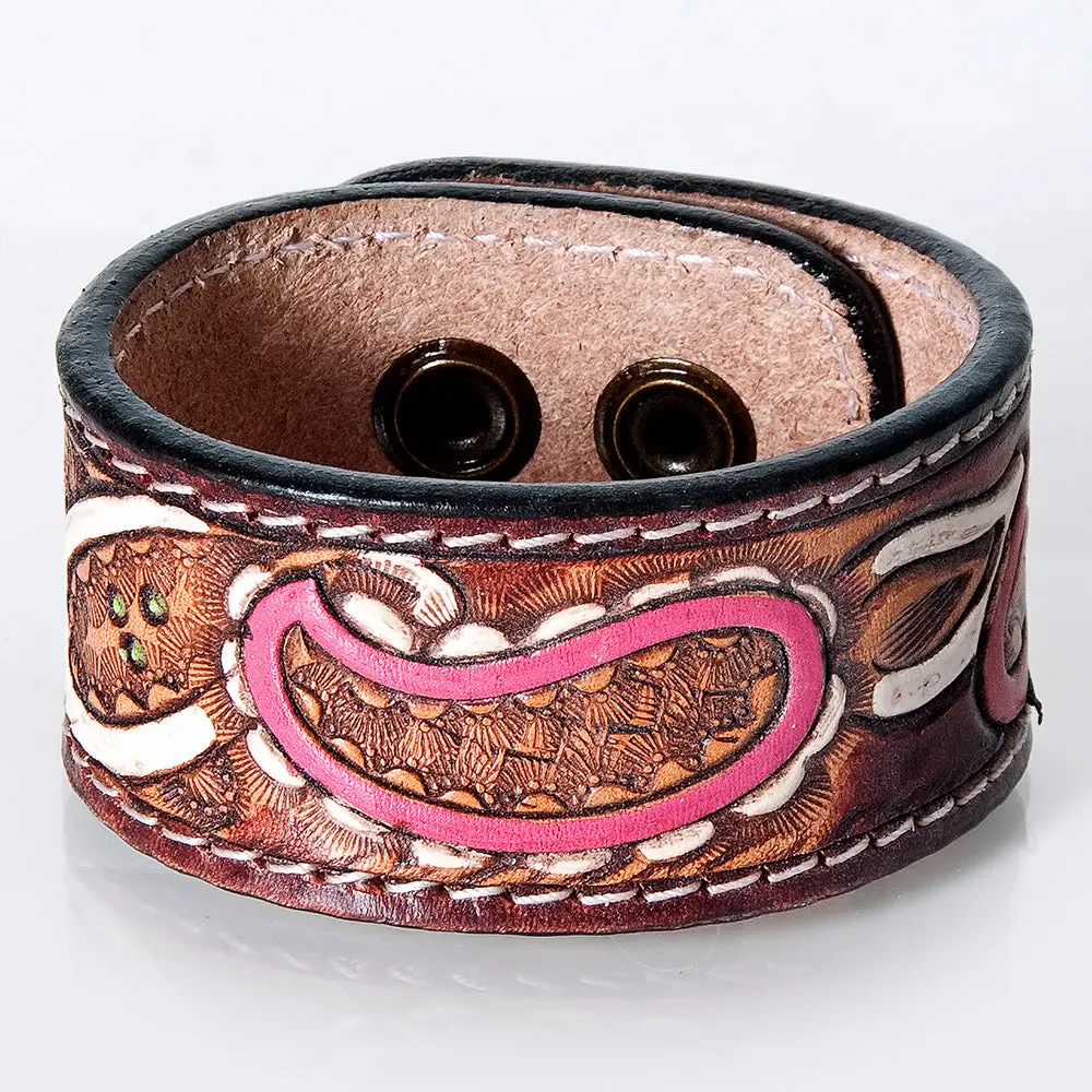 American Darling Bracelet Hand Tooled Carved Genuine Leather Women | Handmade Western Rustic 17