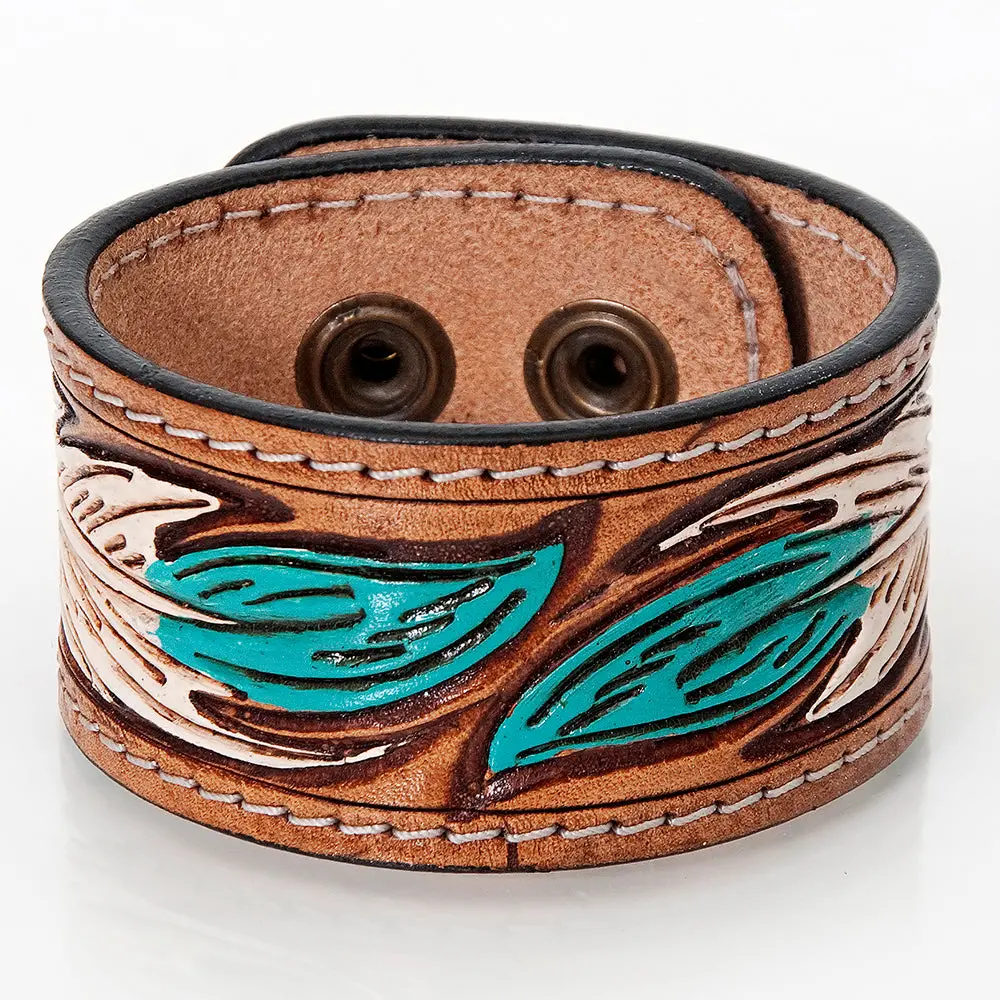 American Darling Bracelet Hand Tooled Carved Genuine Leather Women | Handmade Western Rustic 18