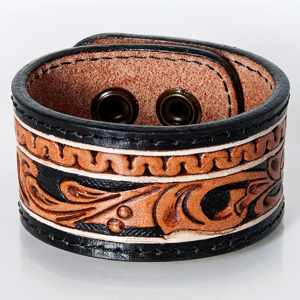 American Darling Bracelet Hand Tooled Carved Genuine Leather Women | Handmade Western Rustic 20