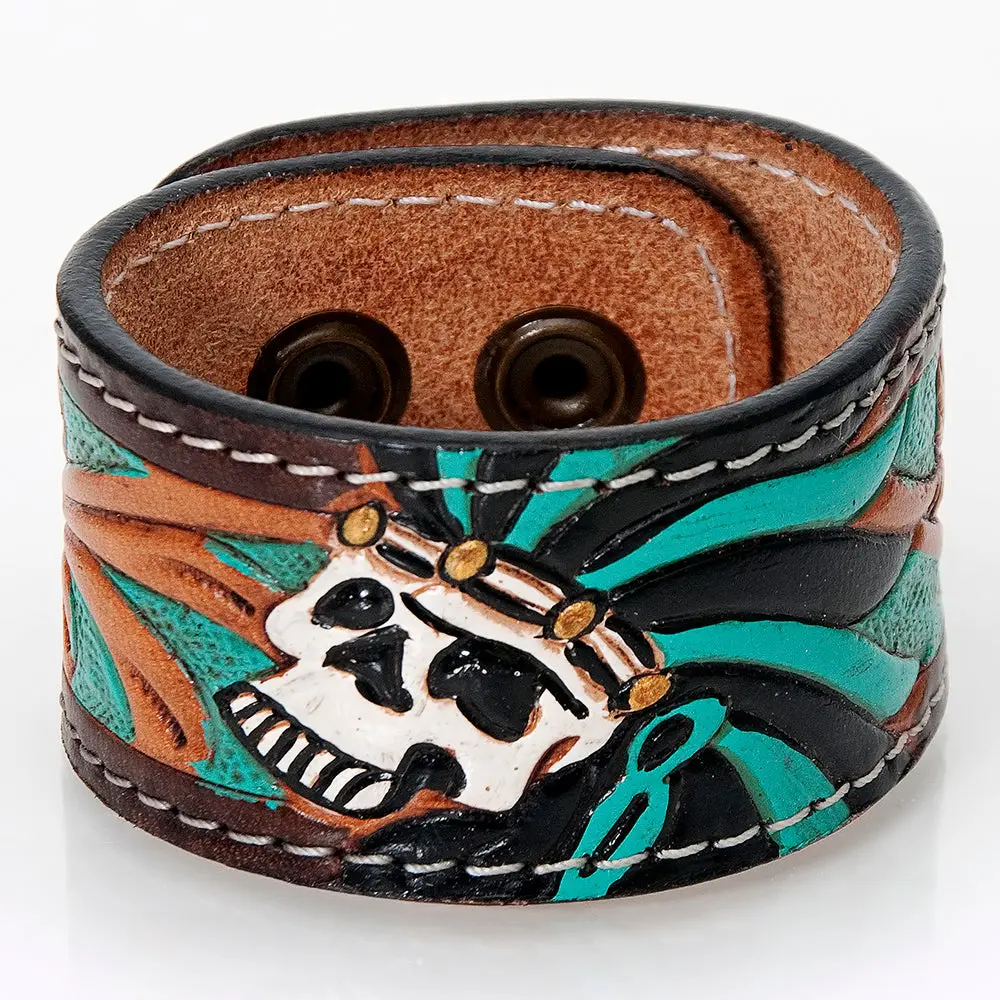 American Darling Bracelet Hand Tooled Carved Genuine Leather Women | Handmade Western Rustic 22