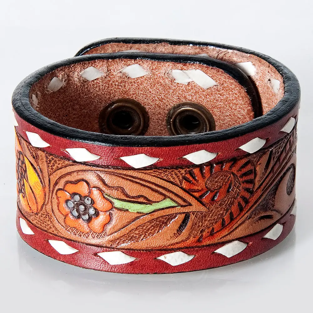 American Darling Bracelet Hand Tooled Carved Genuine Leather Women | Handmade Western Rustic 24