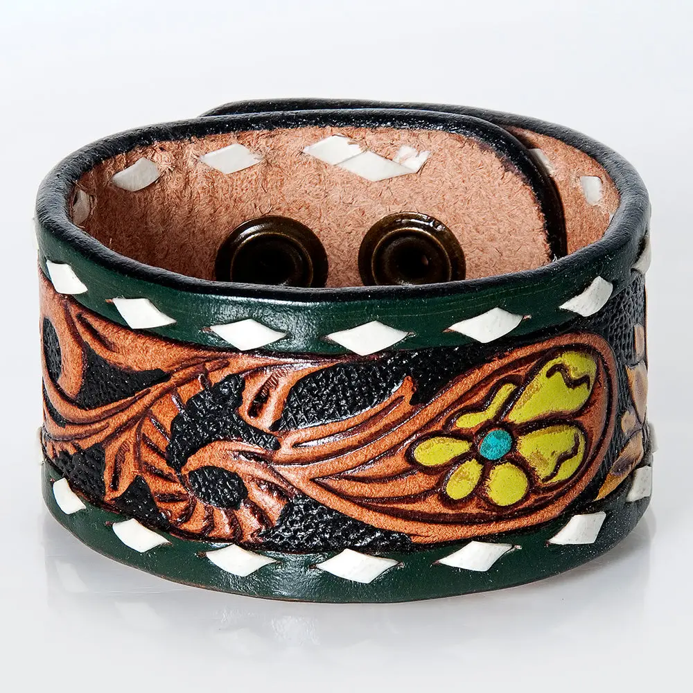 American Darling Bracelet Hand Tooled Carved Genuine Leather Women | Handmade Western Rustic 26