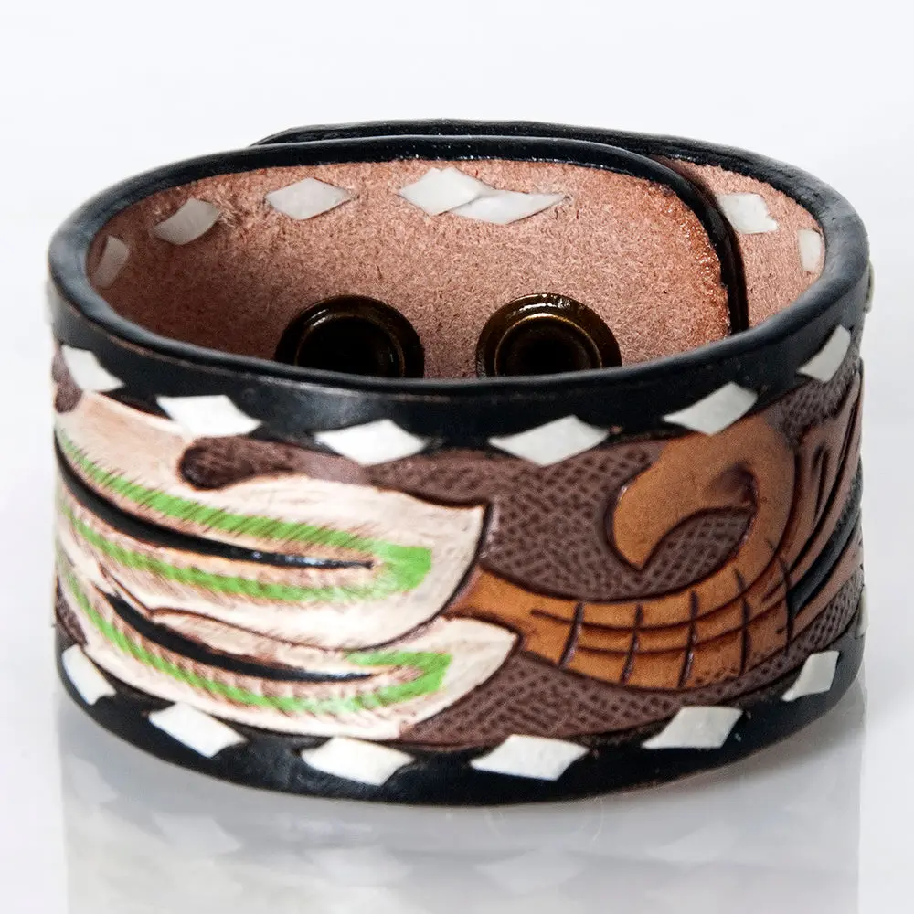 American Darling Bracelet Hand Tooled Carved Genuine Leather Women | Handmade Western Rustic 7