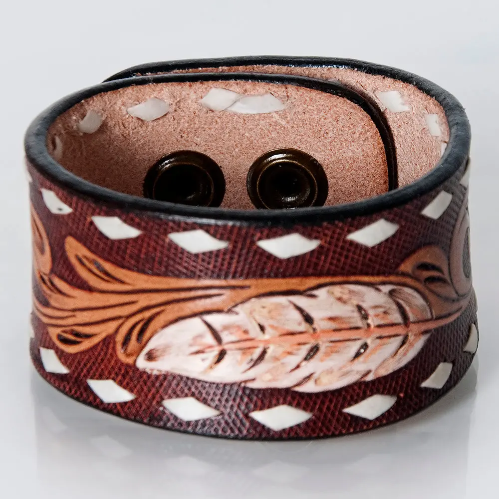 American Darling Bracelet Hand Tooled Carved Genuine Leather Women | Handmade Western Rustic 28