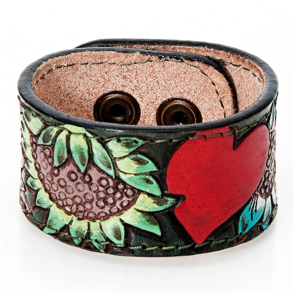 American Darling Bracelet Hand Tooled Carved Genuine Leather Women | Handmade Western Rustic 34