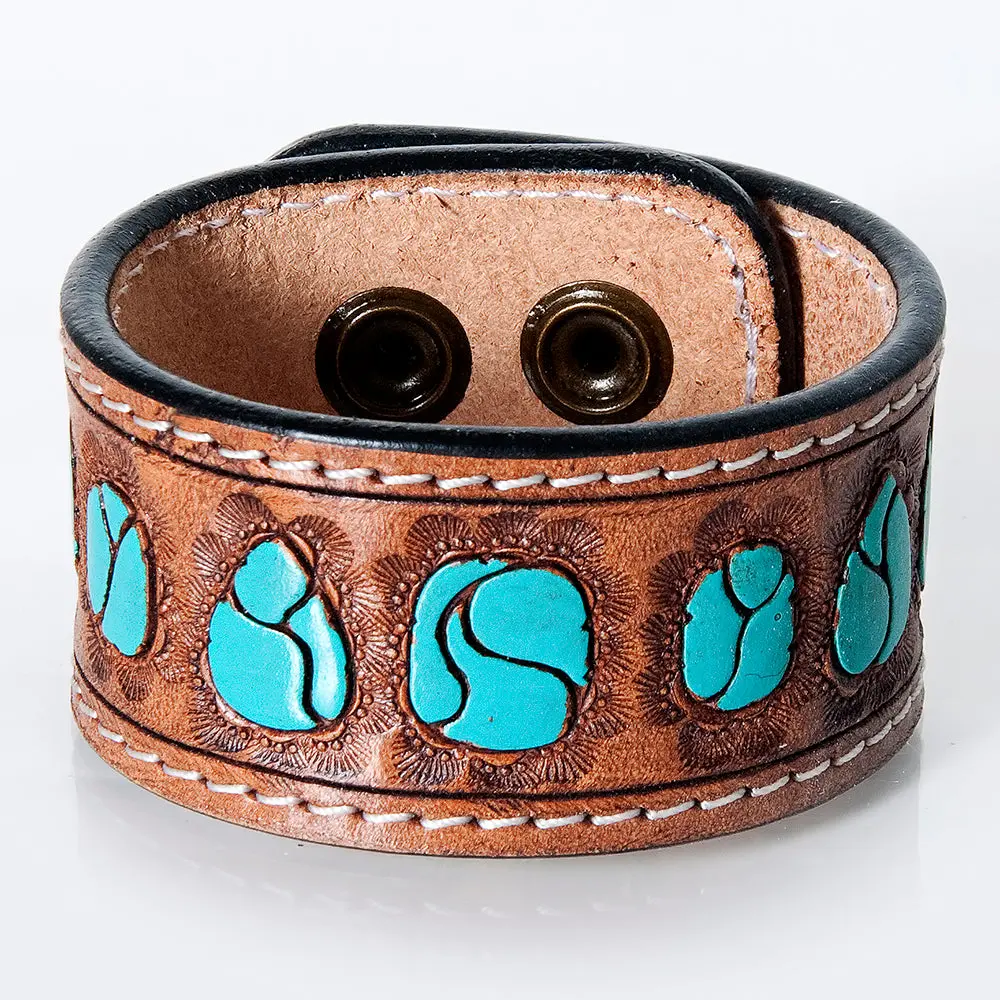 American Darling Bracelet Hand Tooled Carved Genuine Leather Women | Handmade Western Rustic 9