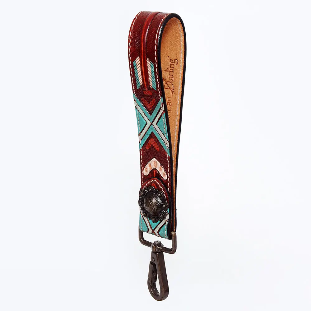 American Darling Hand Tooled Genuine Leather Handle Strap For Wristlet Bag Phone Wrist Keychain Wallet Purse Clutch Cellphone 5