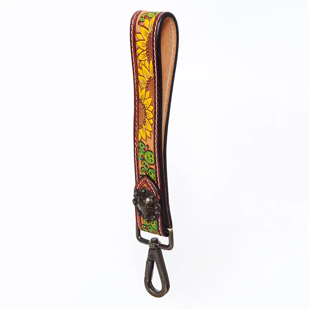 American Darling Hand Tooled Genuine Leather Handle Strap For Wristlet Bag Phone Wrist Keychain Wallet Purse Clutch Cellphone 7