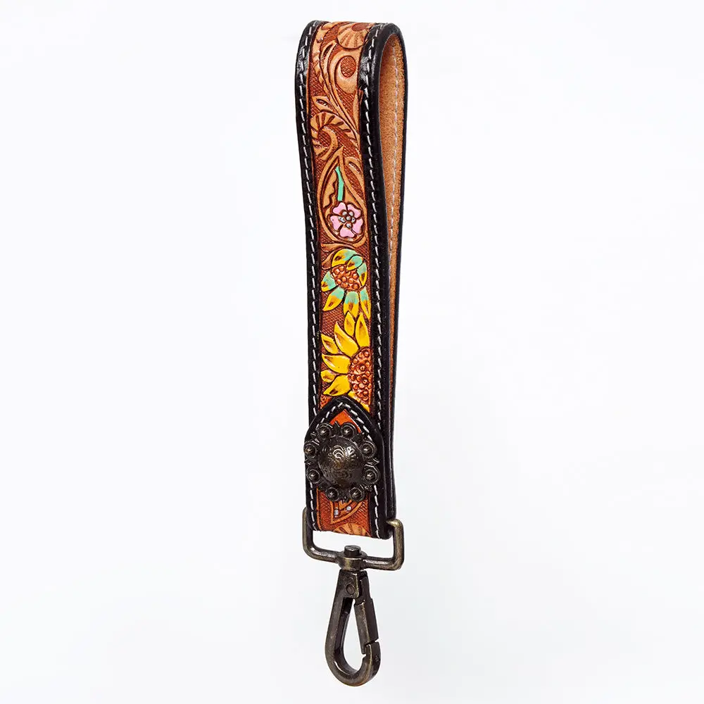 American Darling Hand Tooled Genuine Leather Handle Strap For Wristlet Bag Phone Wrist Keychain Wallet Purse Clutch Cellphone 16
