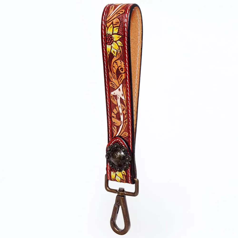 American Darling Hand Tooled Genuine Leather Handle Strap For Wristlet Bag Phone Wrist Keychain Wallet Purse Clutch Cellphone 23