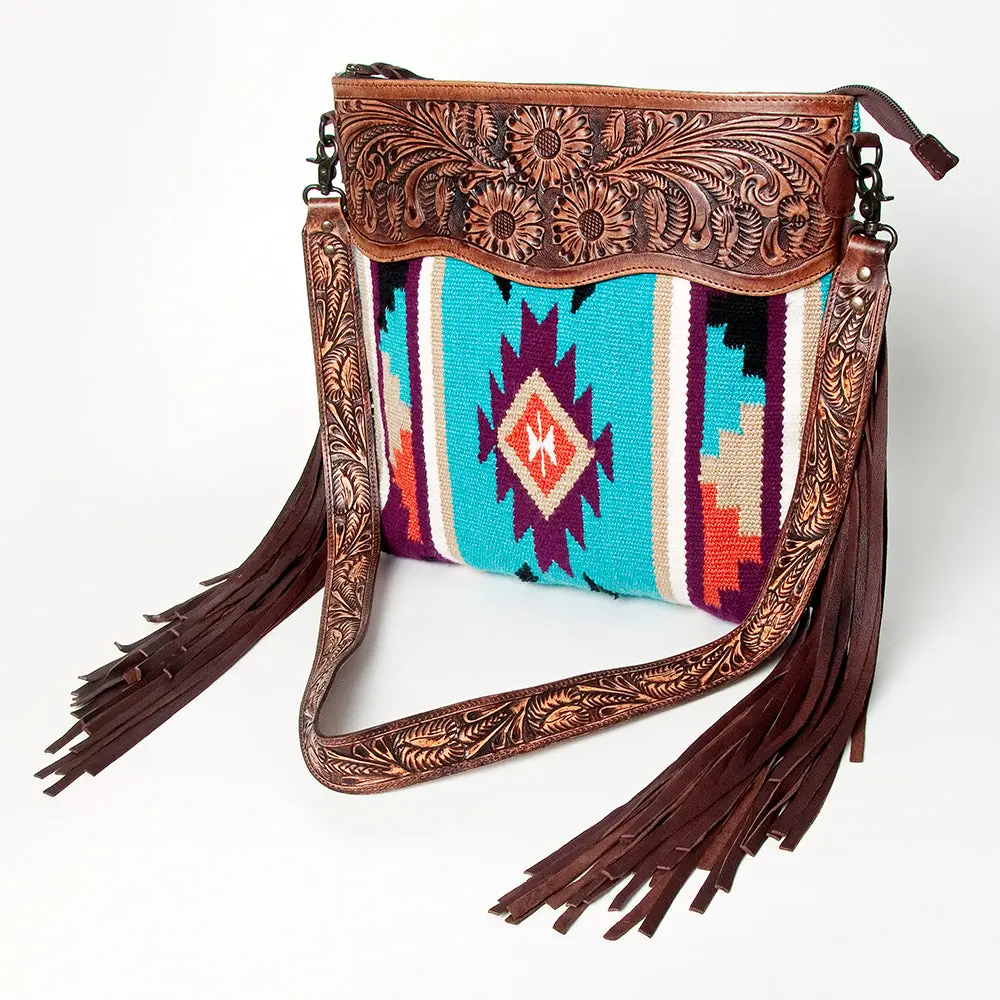American Darling Signature Crossbody Hand Tooled Saddle Blanket Genuine Leather Women Bag Western Handbag Purse 1