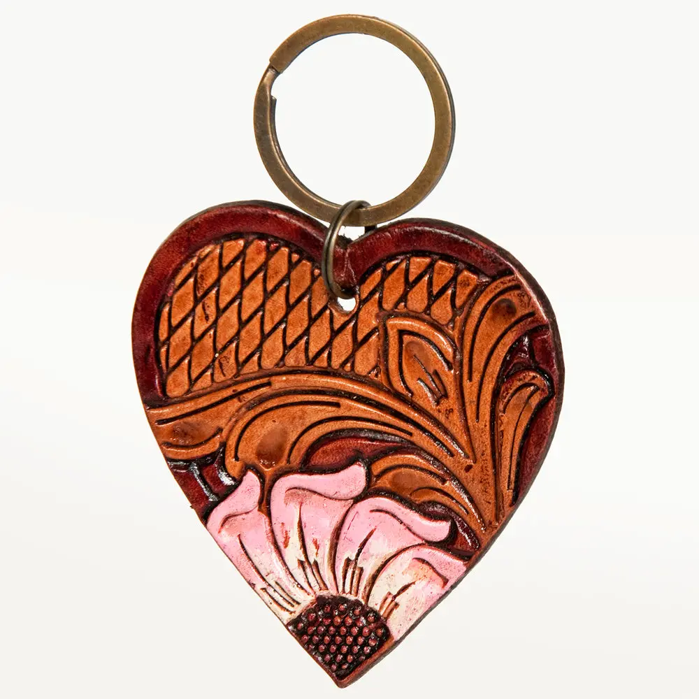 American Darling Adkr181 Hand Tooled Carved Genuine Leather Keyring 1
