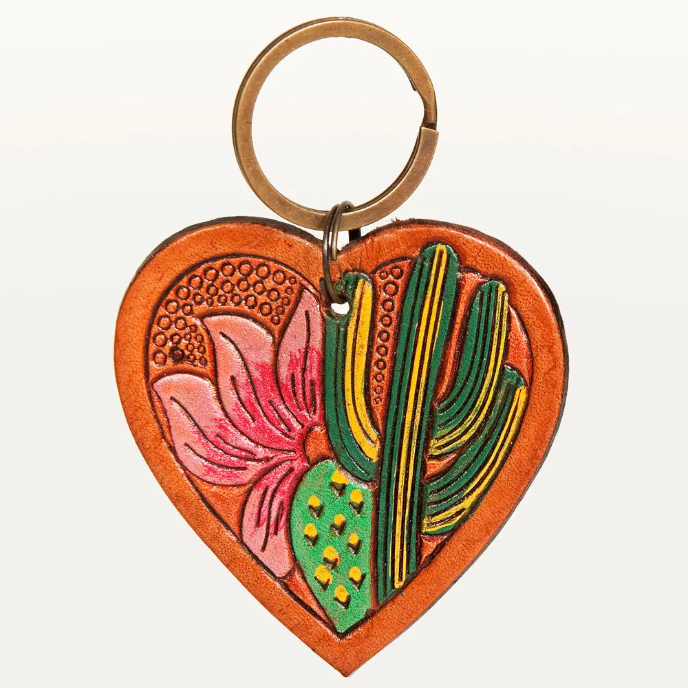American Darling Adkr182 Hand Tooled Carved Genuine Leather Keyring 1