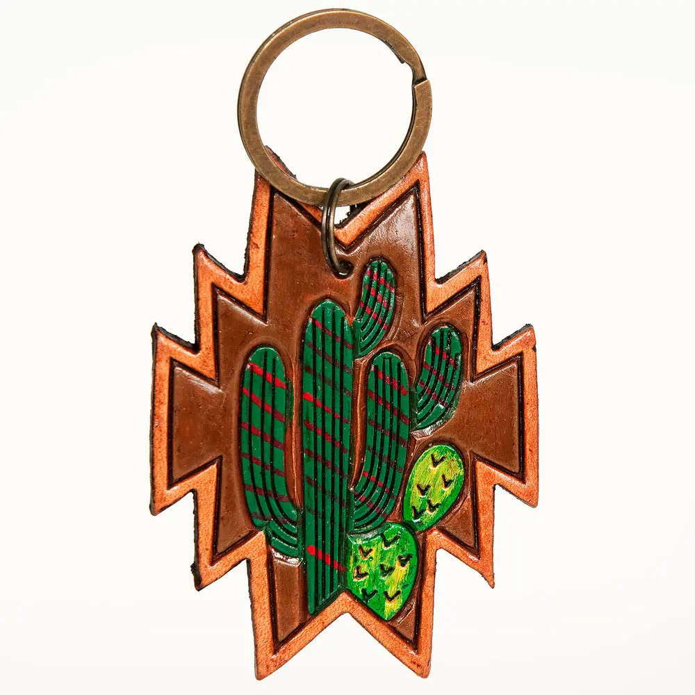 American Darling Adkr186 Hand Tooled Carved Genuine Leather Keyring 1