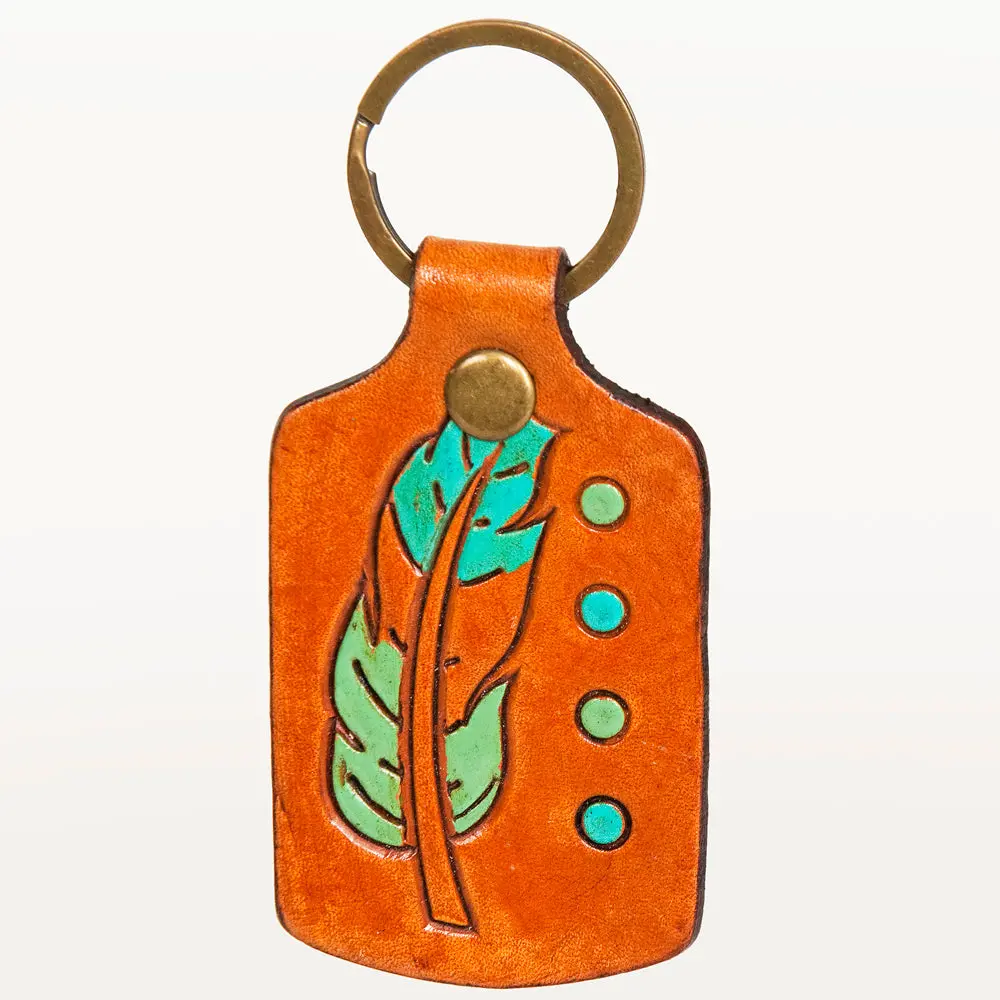 American Darling Adkr194 Hand Tooled Carved Genuine Leather Keyring 1