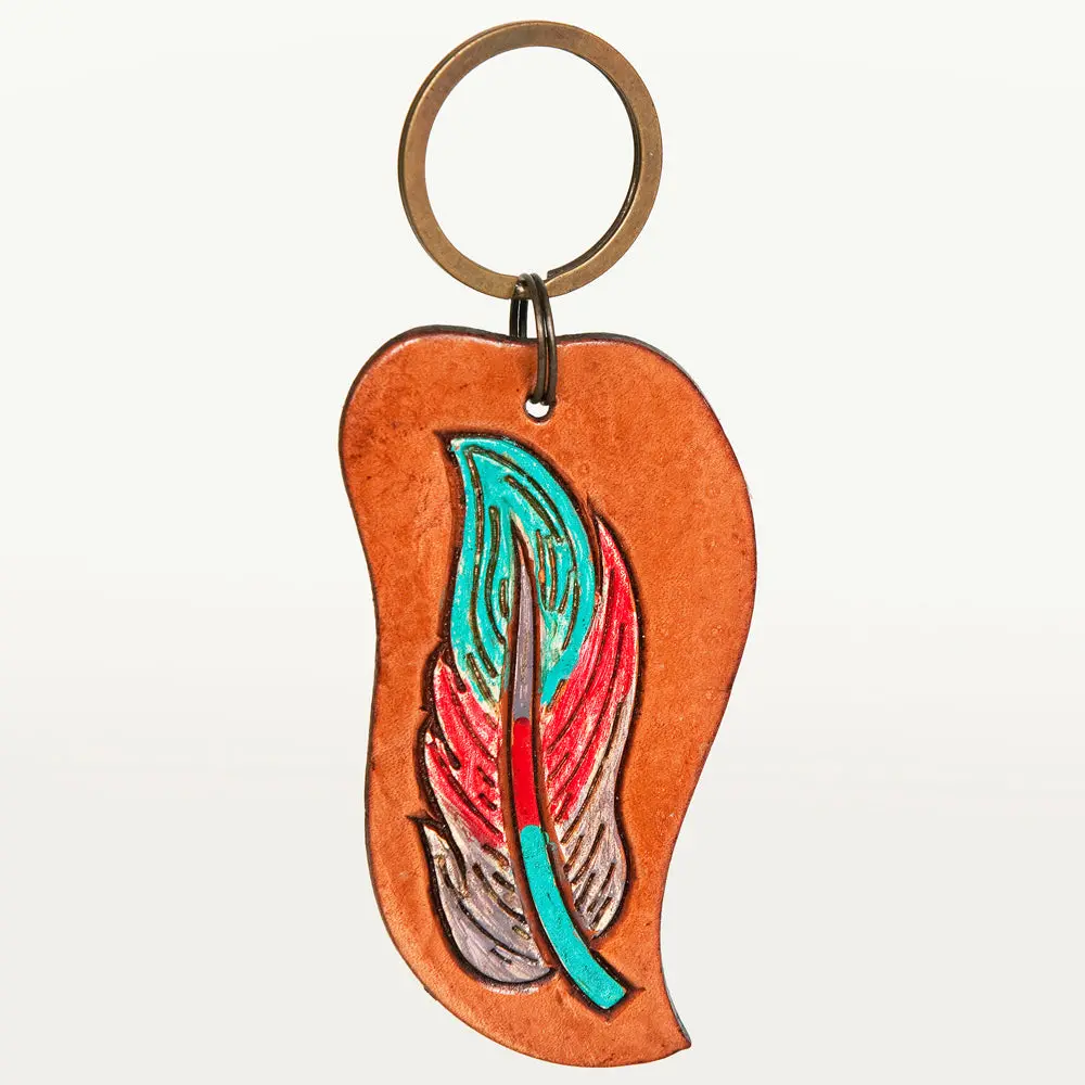 American Darling Adkr196 Hand Tooled Carved Genuine Leather Keyring 1