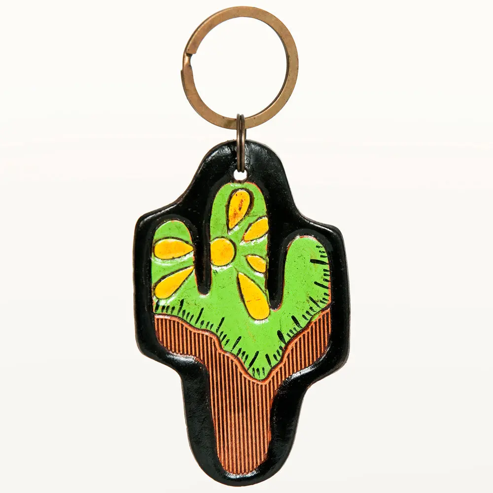 American Darling Adkr197 Hand Tooled Carved Genuine Leather Keyring 1