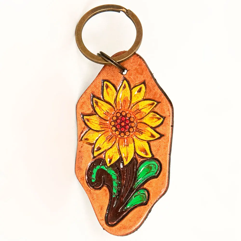 American Darling Adkr201 Hand Tooled Carved Genuine Leather Keyring 1