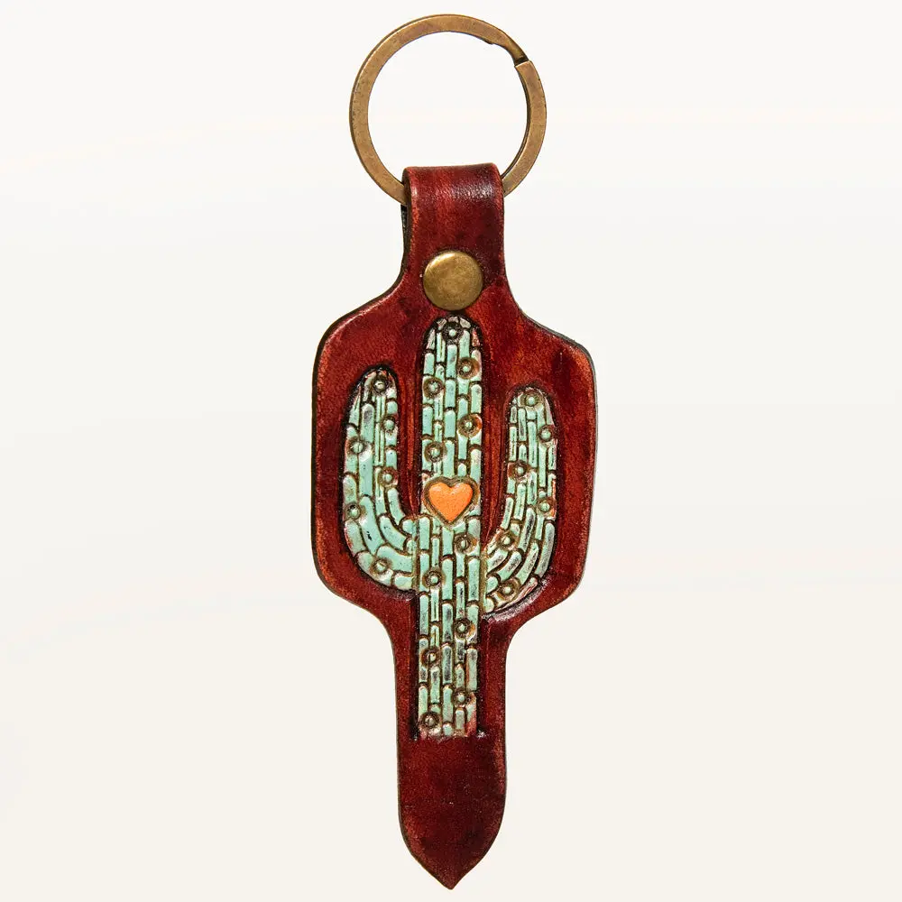 American Darling Adkr202 Hand Tooled Carved Genuine Leather Keyring 1