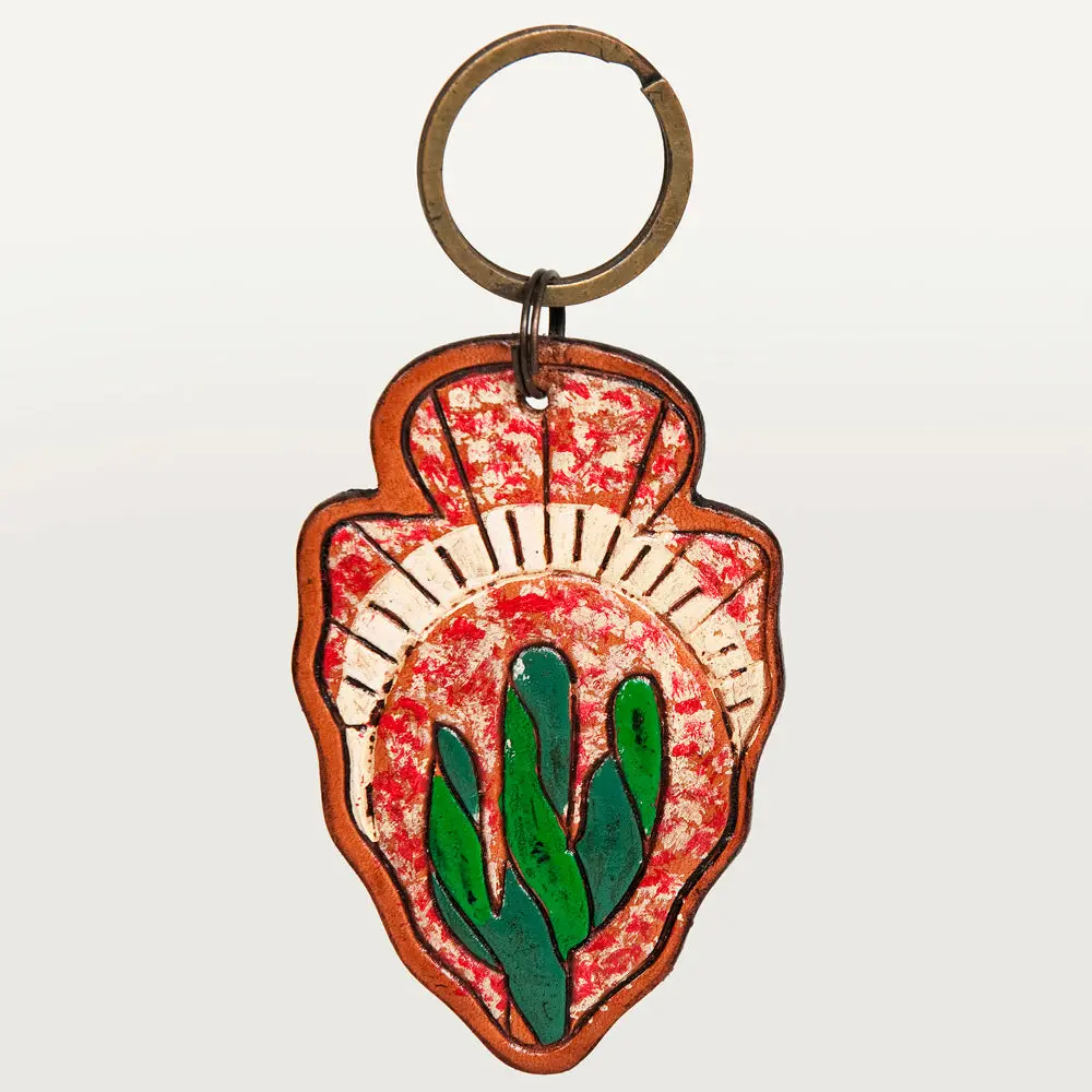 American Darling Adkr207 Hand Tooled Carved Genuine Leather Keyring 1