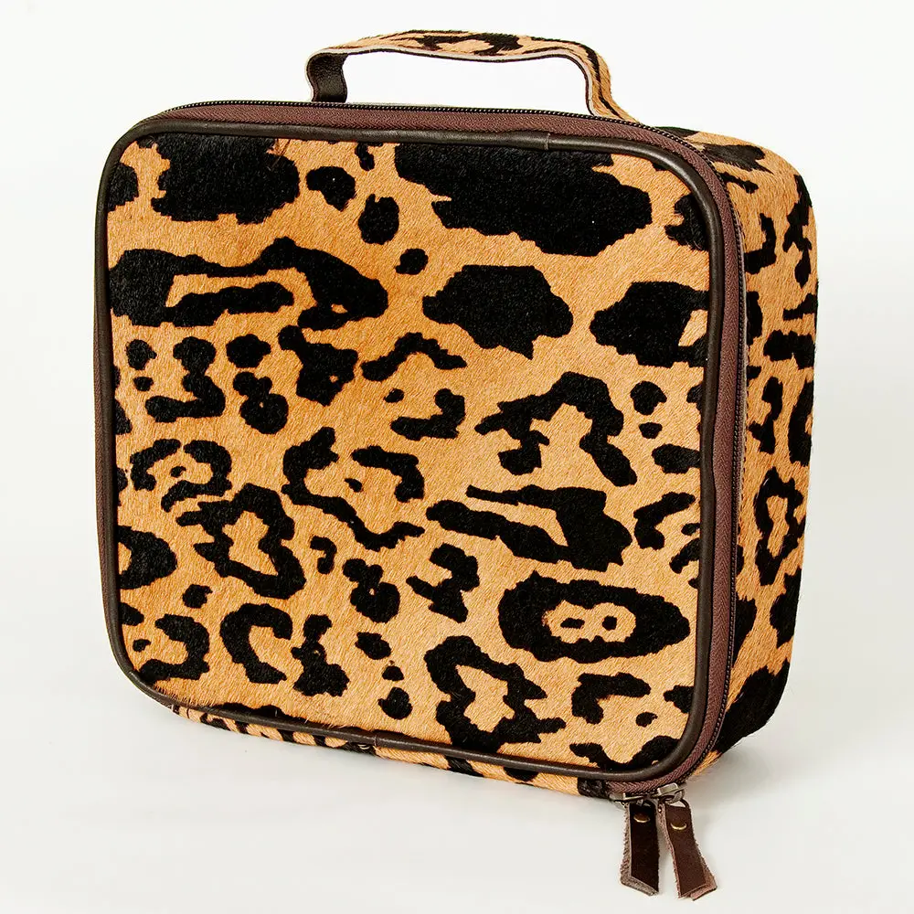 American Darling Genuine Leather Jewelry Case For Women Hair-On Cowhide Travel Organizer Box With Ykk Zipper 1