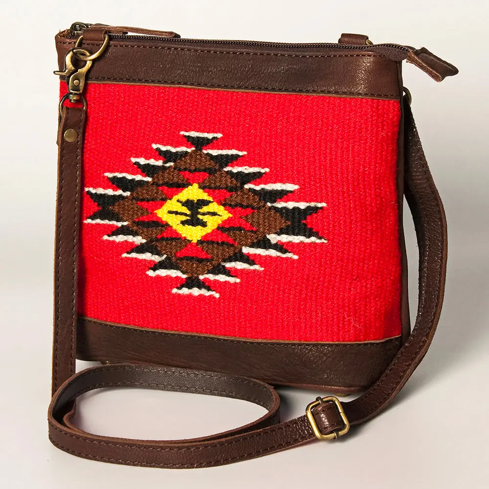 American Darling Large Cross Body Bag For Women Hand Woven Saddle Blanket Vegetable-Tanned Genuine Leather Ykk Zipper 2