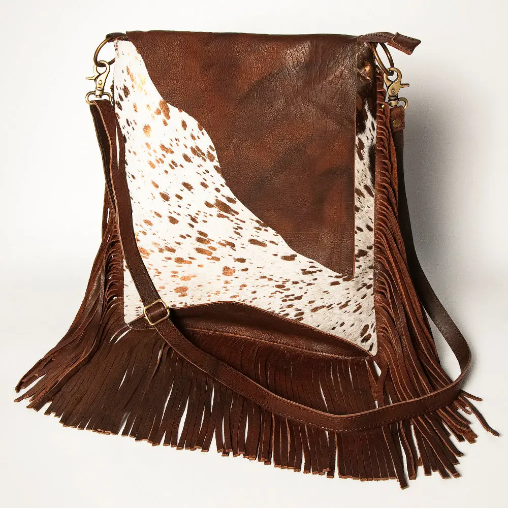 American Darling Women's Messenger Bag Hair-On Cowhide Fringes Eco-Friendly Vegetable-Tanned Genuine Leather Ykk Zipper 2