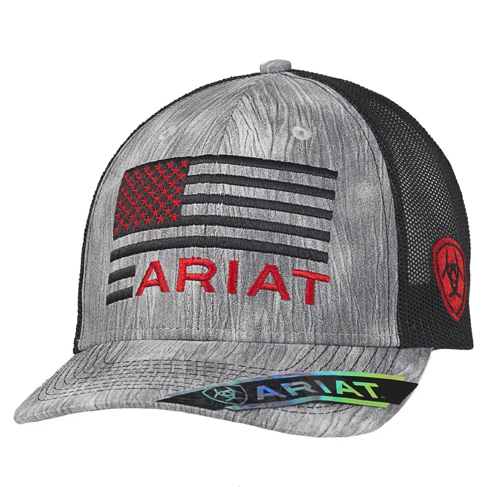 Ariat Men's Black & Red Flag Snapback Cap 1