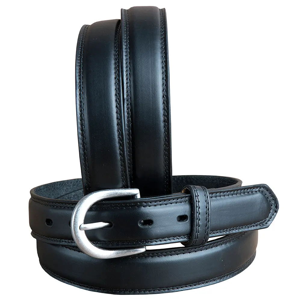 3D Wide Black Mens Leather Basic Cowboy Belt W/ Silver Buckle 1