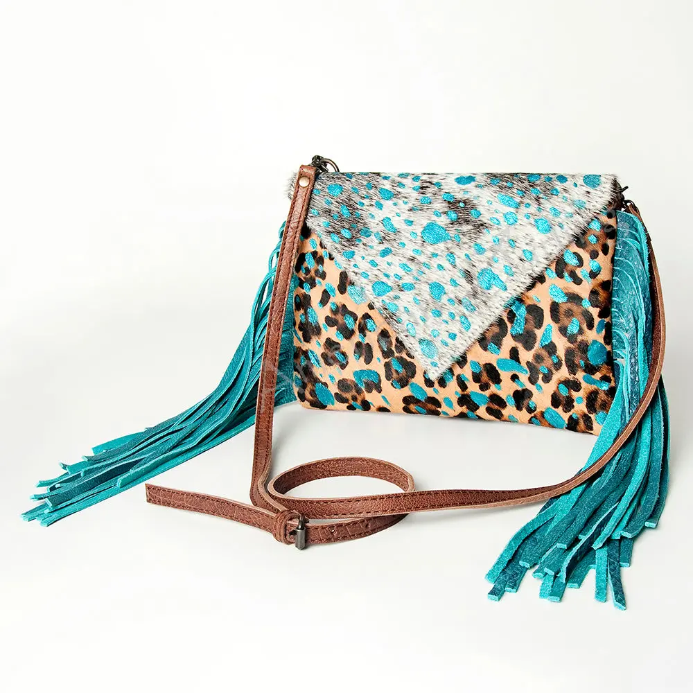 American Darling Western Envelop Bag Fringed Hair-On Cowhide Genuine Vegetable Tanned Leather Crossbody With Ykk Zipper 1