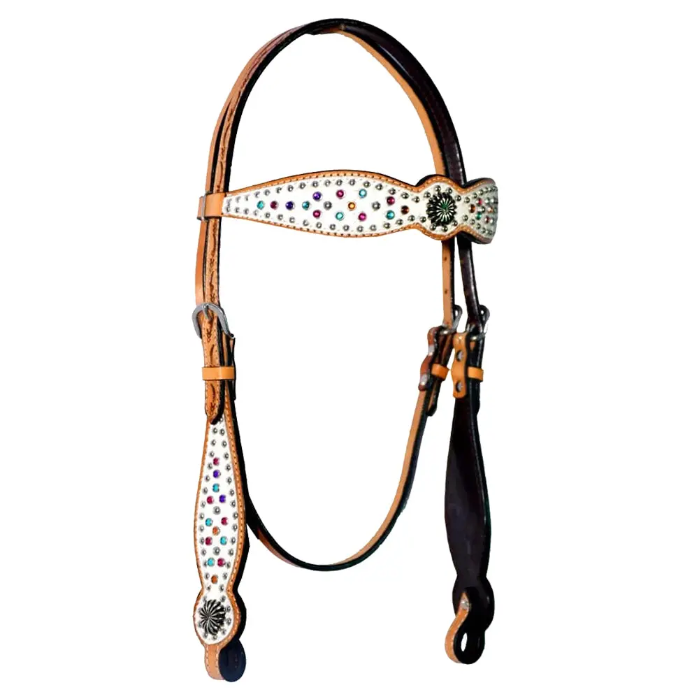 Bar H Equine Western Horse Pinwheel  Genuine American Leather Breast Collar Headstall Tack Set 2