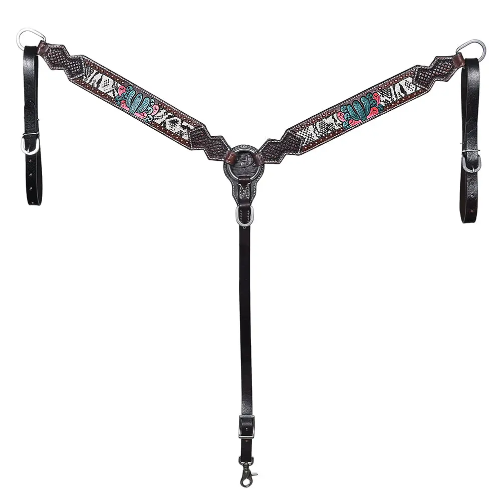 Bar H Equine American Leather Horse Saddle Tack One Ear Headstall Breast Collar Browband Wither Strap Set 1