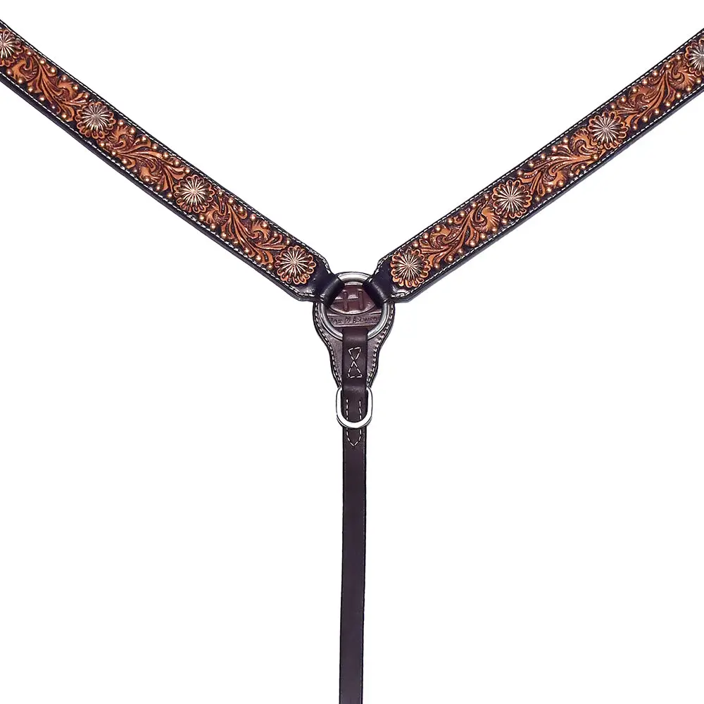 Bar H Equine Genuine Western American Leather Horse Breast Collar 1
