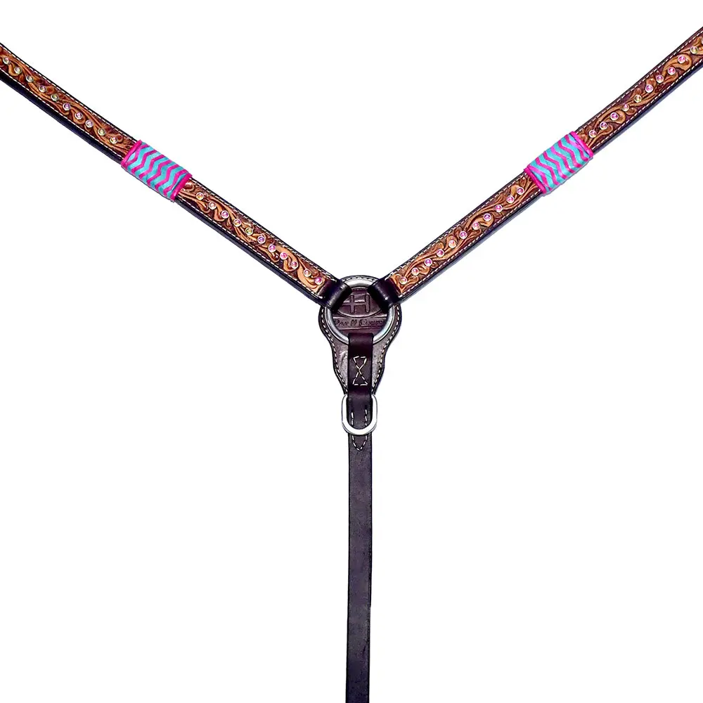 Bar H Equine Western Leather Horse Premium Headstall & Breast Collar Set 1
