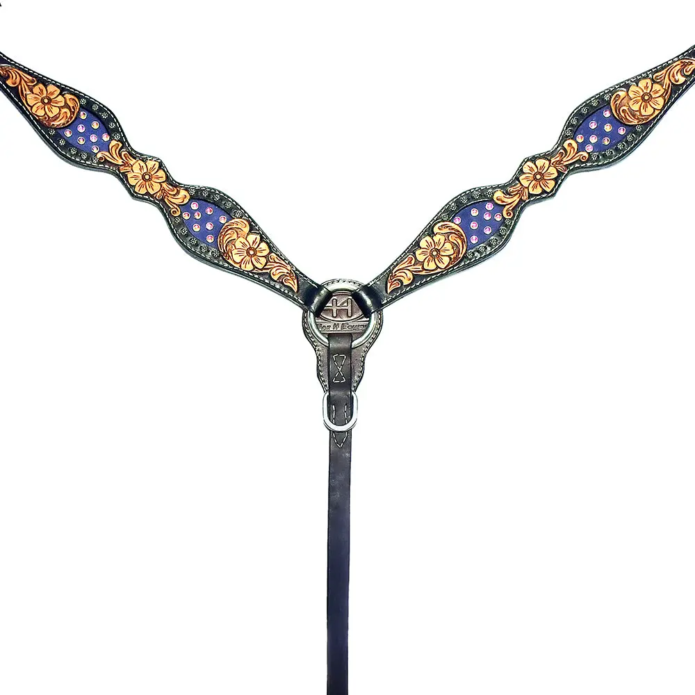 Bar H Equine Western Horse Floral Genuine American Leather Tack Set Brown 1
