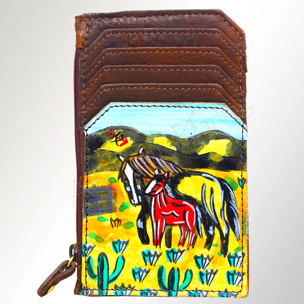 Ameran Darling Women's Card Holder Hnad Painted Full Grain Genuine Leather Handbag And Ladies Purse 1