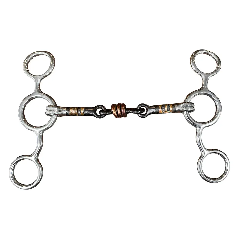 Hilason Western 3 Pcs Dogbone W/ Copper Roller Links Gag Bit | Horse Bits Walking Training Equine For Horses 1